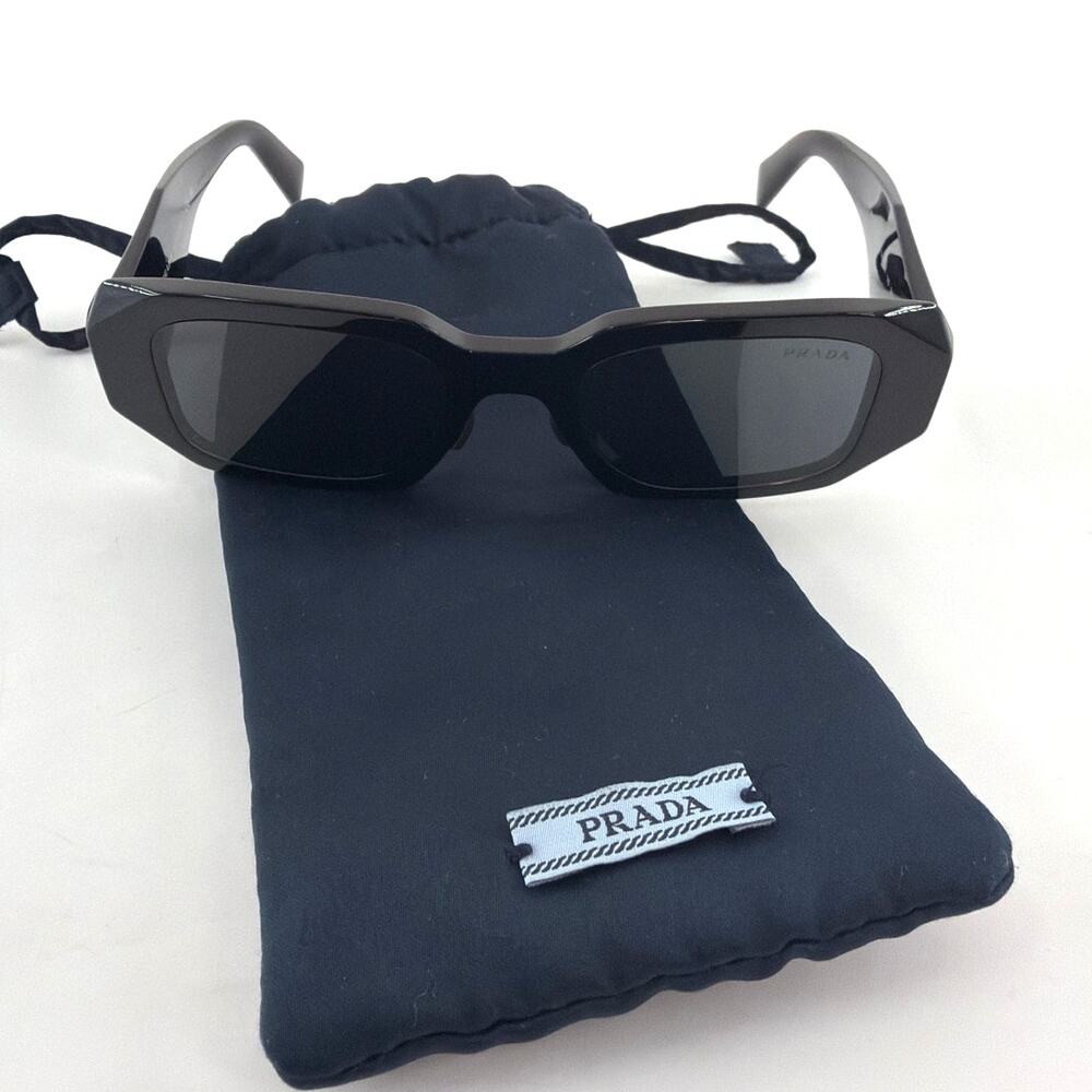 Prada Black Slate Gray Lenses Symbole Sunglasses - Picture 3 of 11